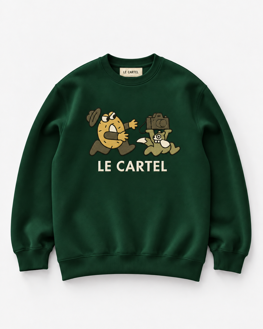CATCH ME IF YOU CAN・Embroidered unisex crewneck・Green