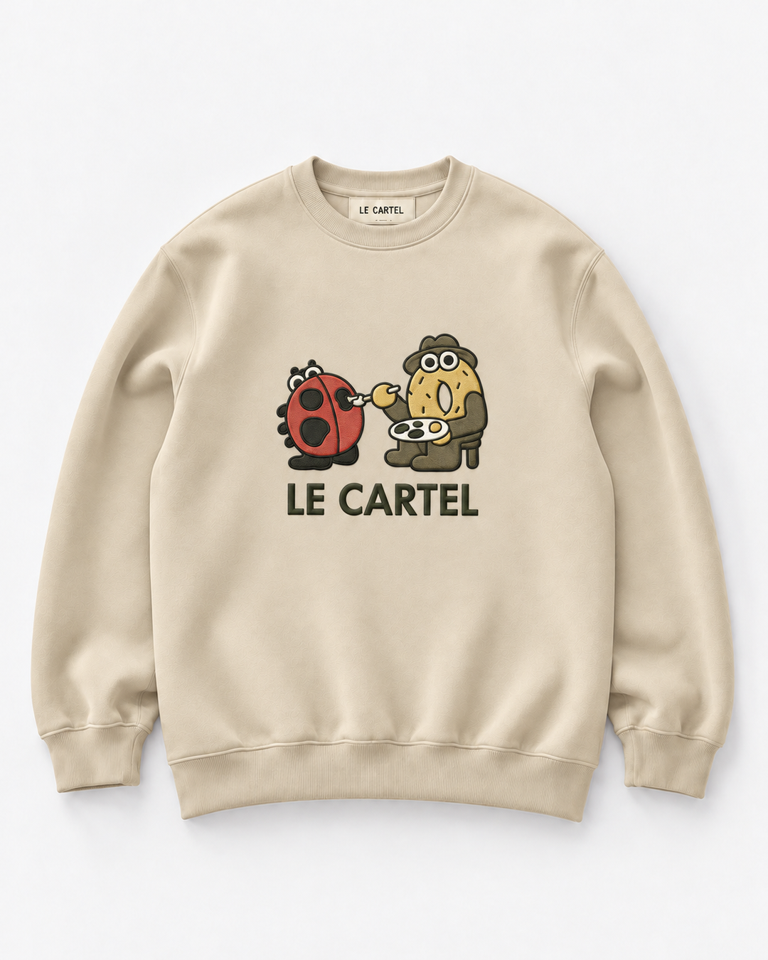 DESSINE-MOI UNE COCCINELLE・Crewneck unisexe brodé・Crème