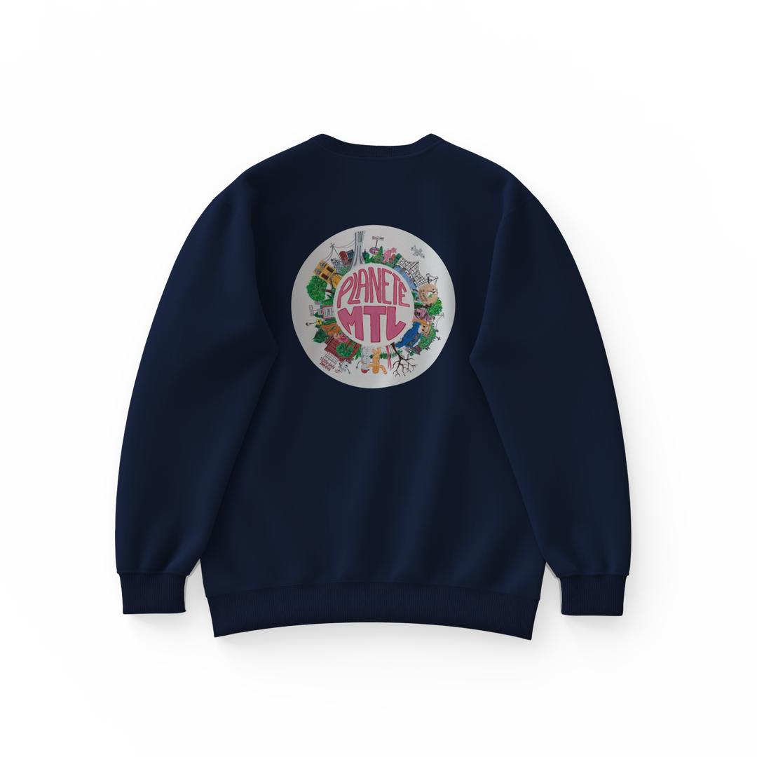 PLANÈTE MTL・Crewneck unisexe・Bleu marin