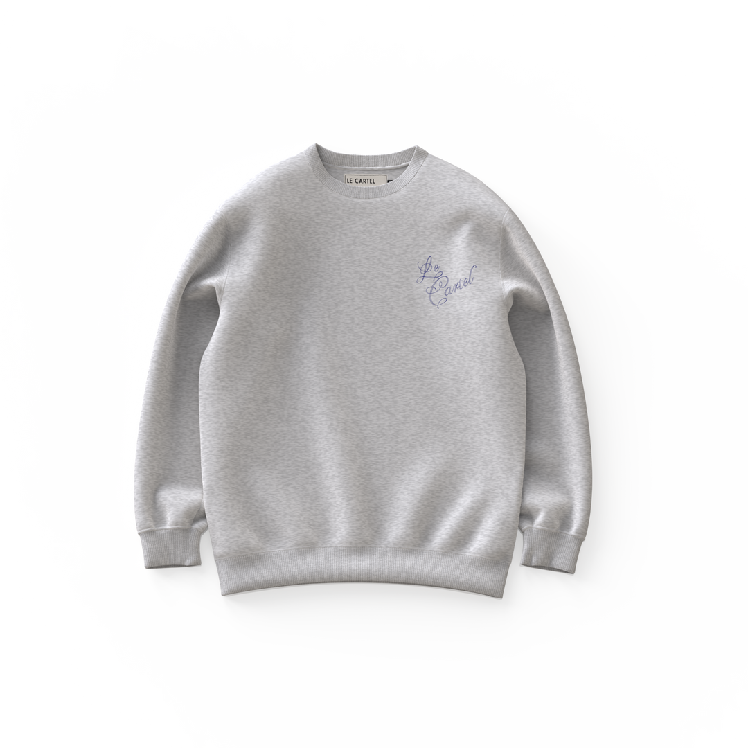 COMBUSTION LENTE・Crewneck ample unisexe・Gris chiné