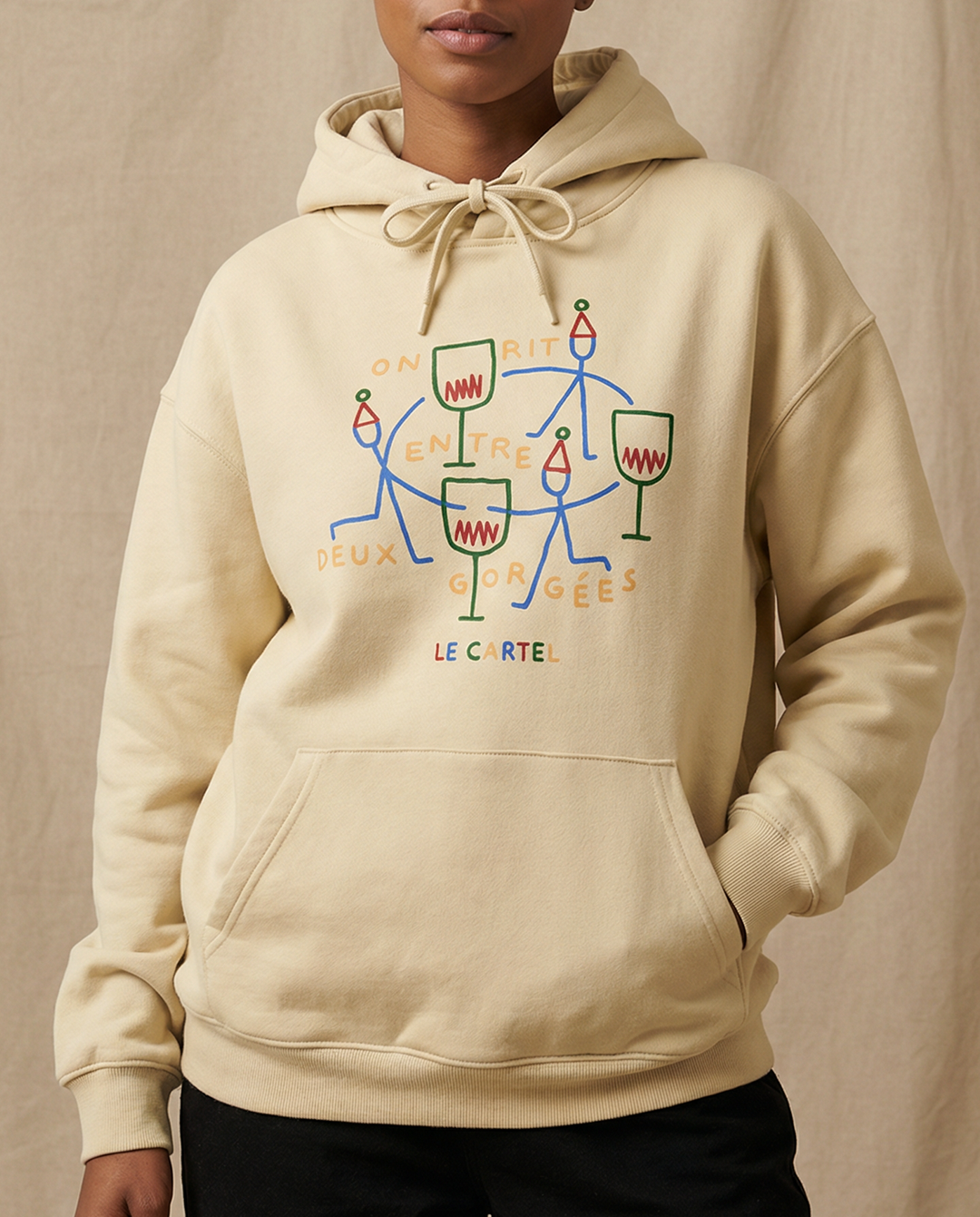 ENTRE DEUX GORGÉES・Hoodie unisexe・Crème