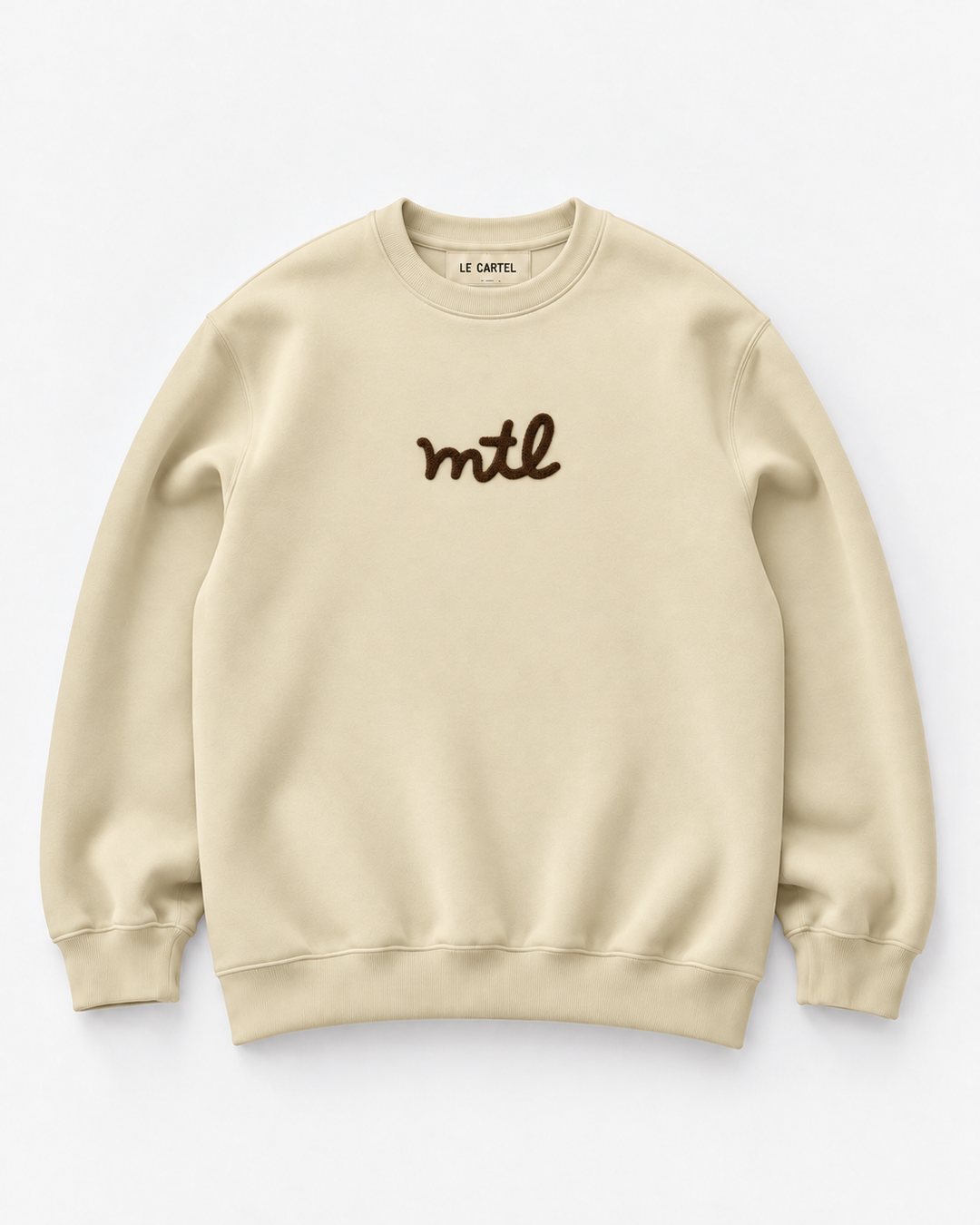 MTL・Crewneck unisexe brodé・Crème