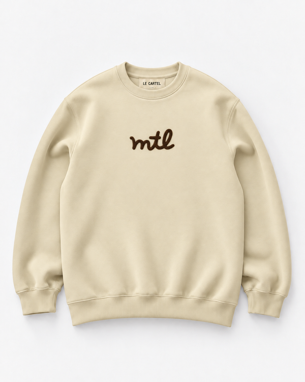 MTL・Crewneck unisexe brodé・Crème
