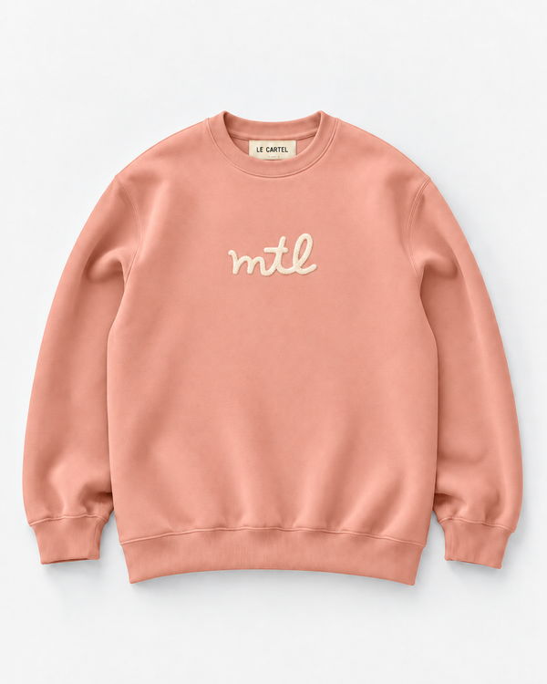 MTL・Crewneck unisexe brodé・Rose