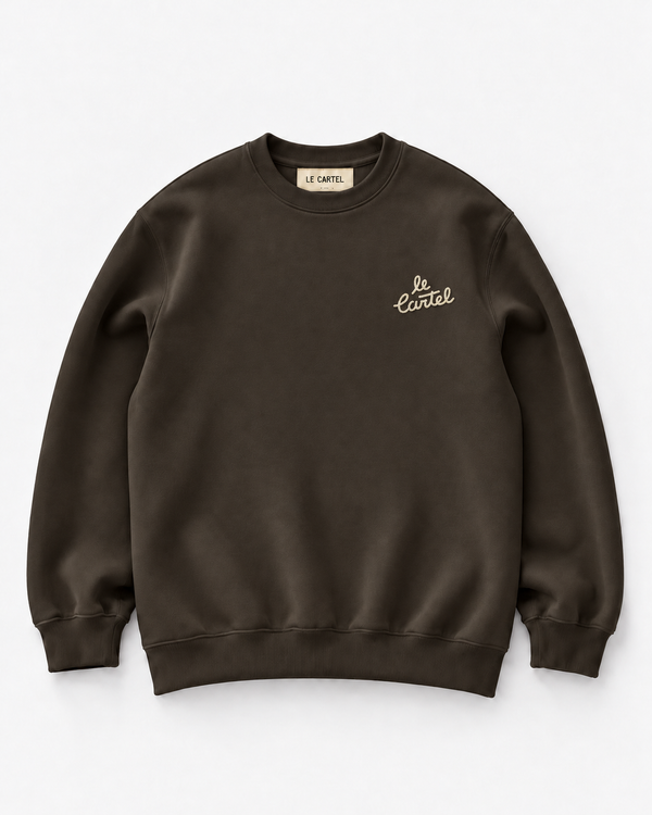 NEW OG・Crewneck unisexe brodé・Chocolat