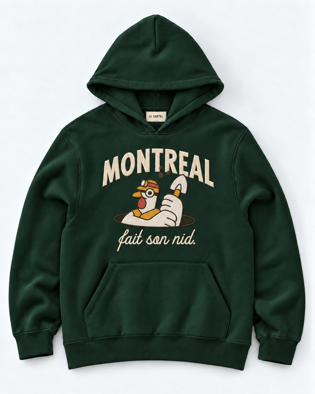 MONTRÉAL FAIT SON NID・Hoodie unisexe brodé・Vert