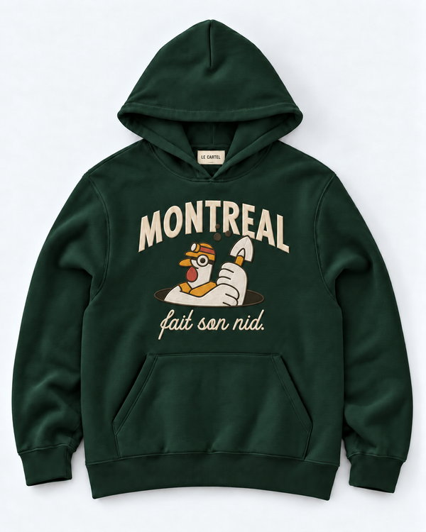 MONTRÉAL FAIT SON NID・Hoodie unisexe brodé・Vert