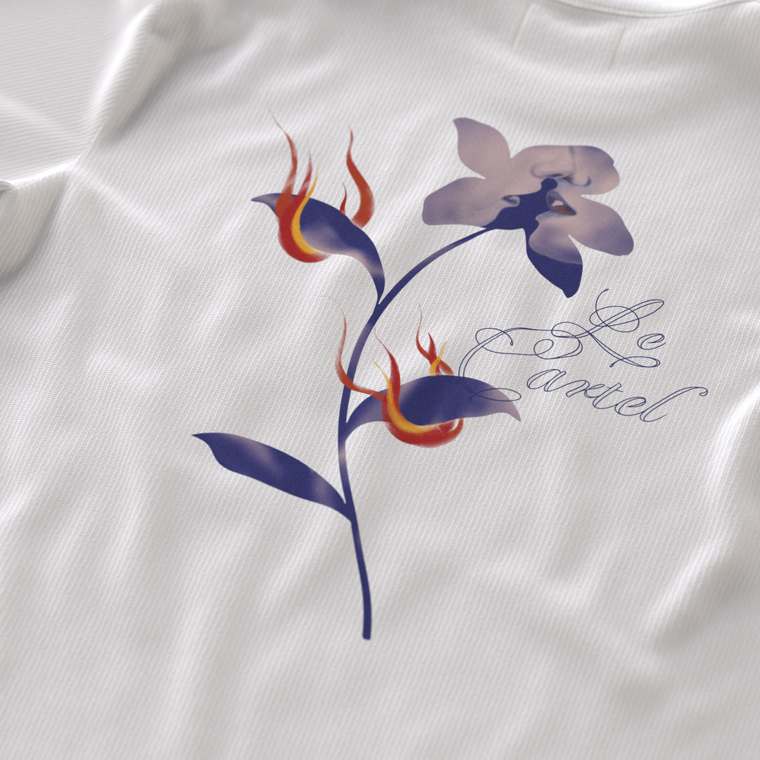COMBUSTION LENTE・T-shirt ample unisexe・Blanc