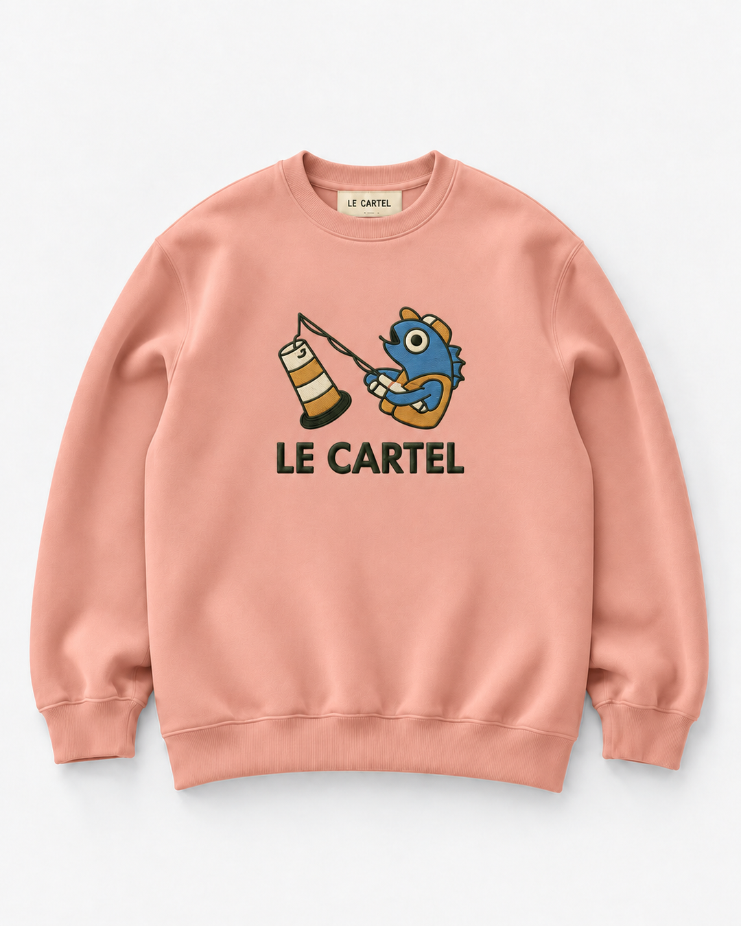 PÊCHE MIRACULEUSE・Crewneck unisexe brodé・Rose