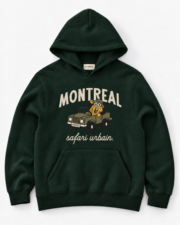 SAFARI URBAIN・Hoodie unisexe brodé・Vert